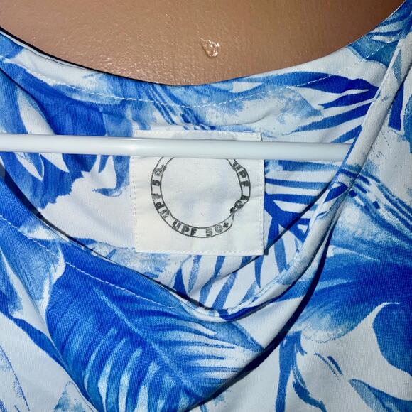 Women's Blue Floral Beach Coverall Maxi Dress - One Size - Picture 2 of 7